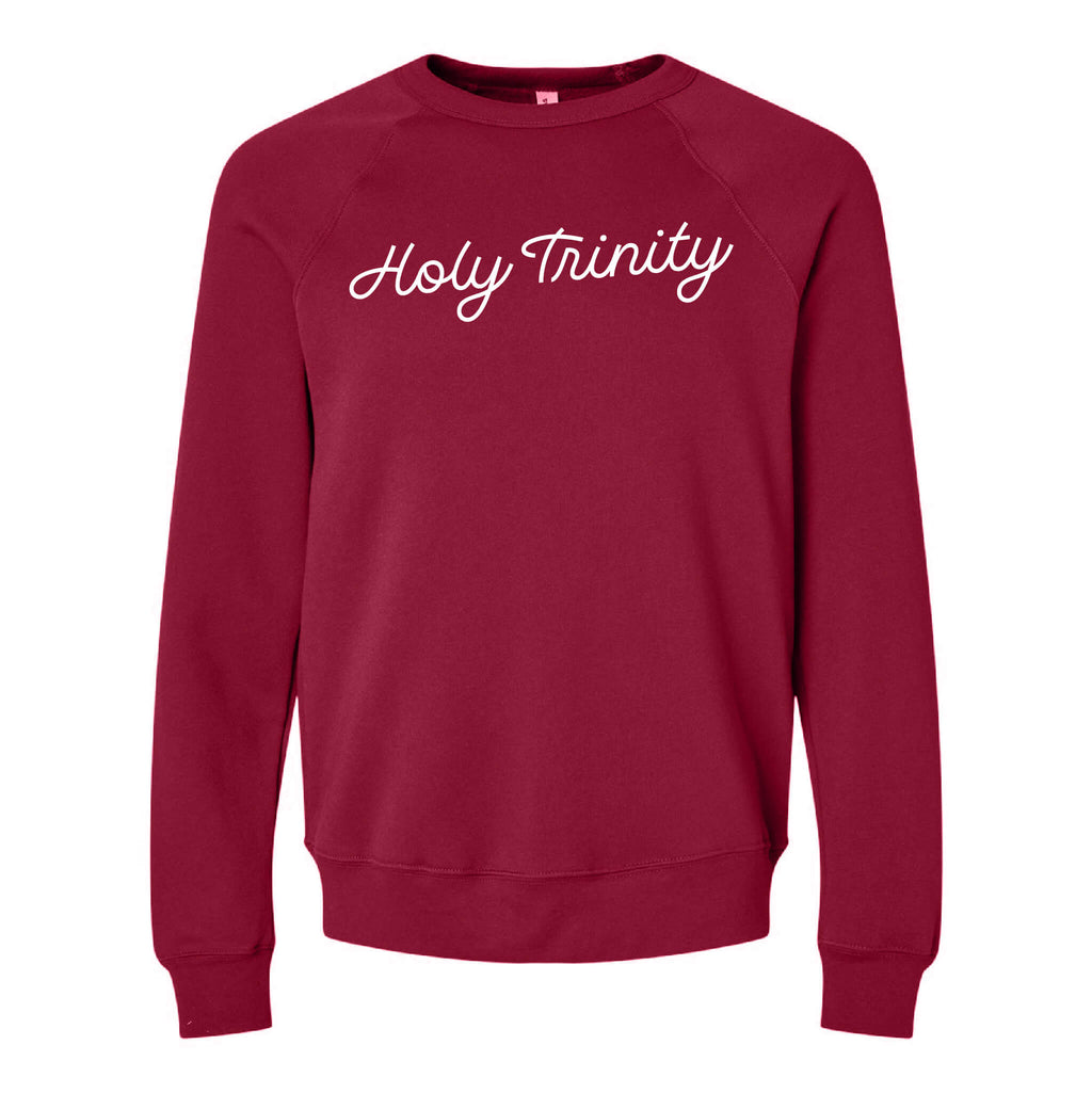 Holy Trinity Script Sponge Fleece Raglan Crewneck Sweatshirt - Adult