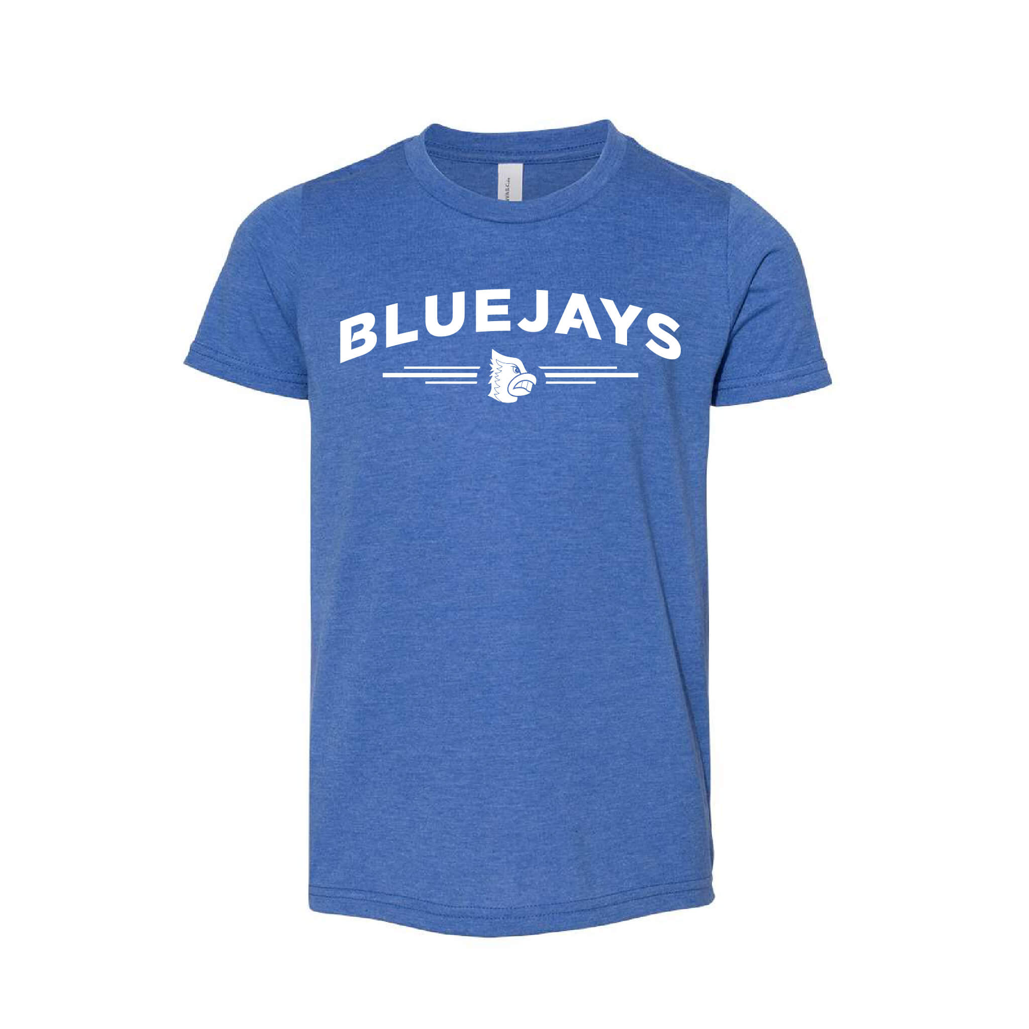 Bluejays Arch - Crewneck T-Shirt - Youth-Soft and Spun Apparel Orders