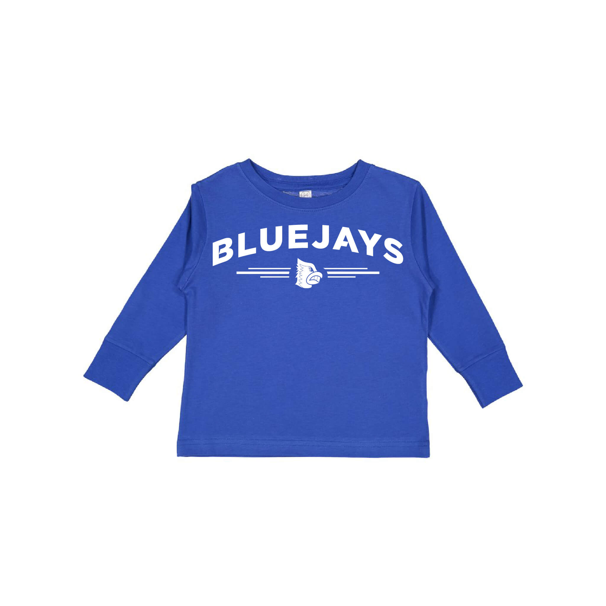 Bluejays Arch - Long Sleeve Crewneck T-Shirt - Toddler-Soft and Spun Apparel Orders