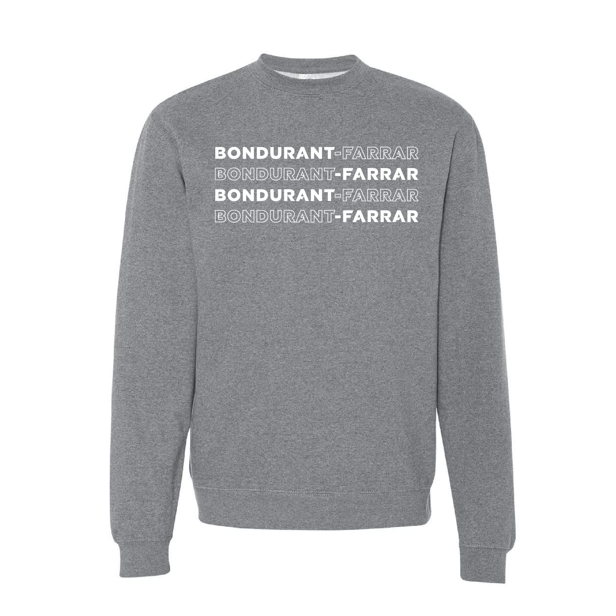 Bondurant-Farrar Words - Crewneck Sweatshirt - Adult-Soft and Spun Apparel Orders