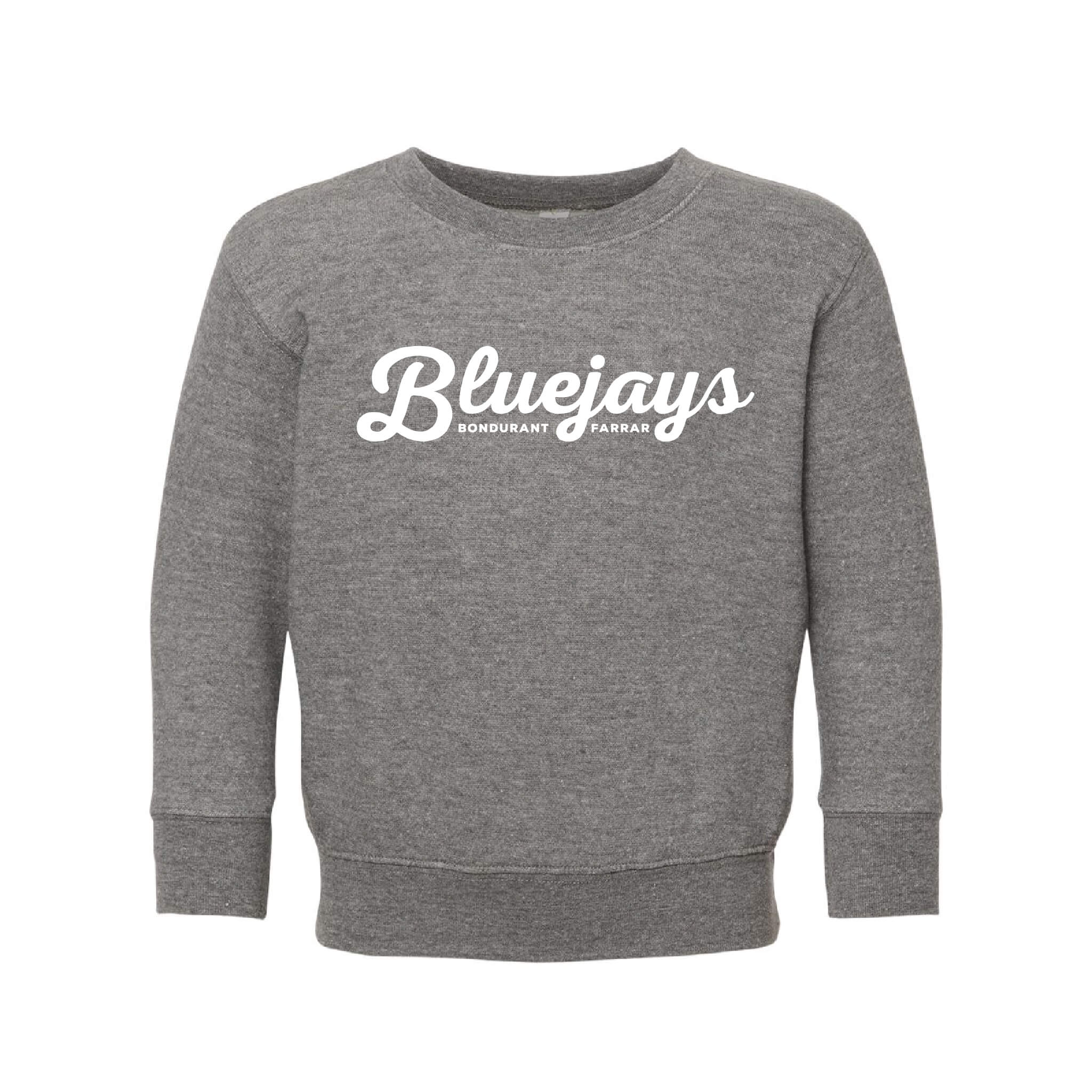 Bluejays Script - Crewneck Sweatshirt - Toddler-Soft and Spun Apparel Orders
