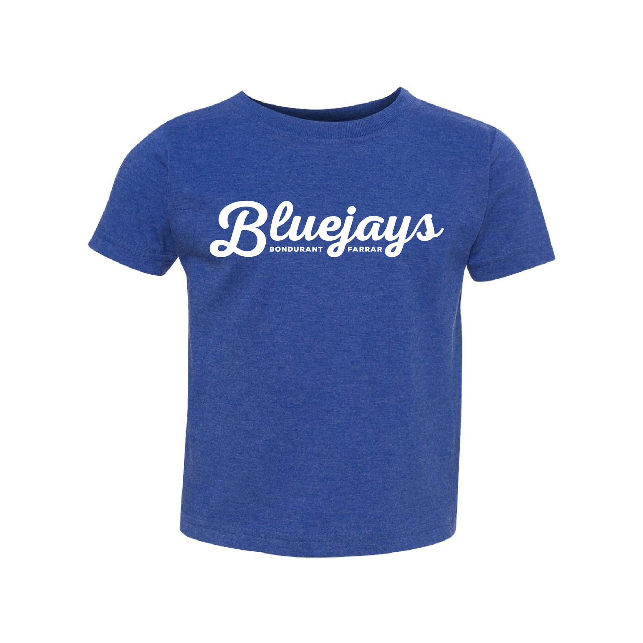 Bluejays Script - Crewneck T-Shirt - Toddler-Soft and Spun Apparel Orders