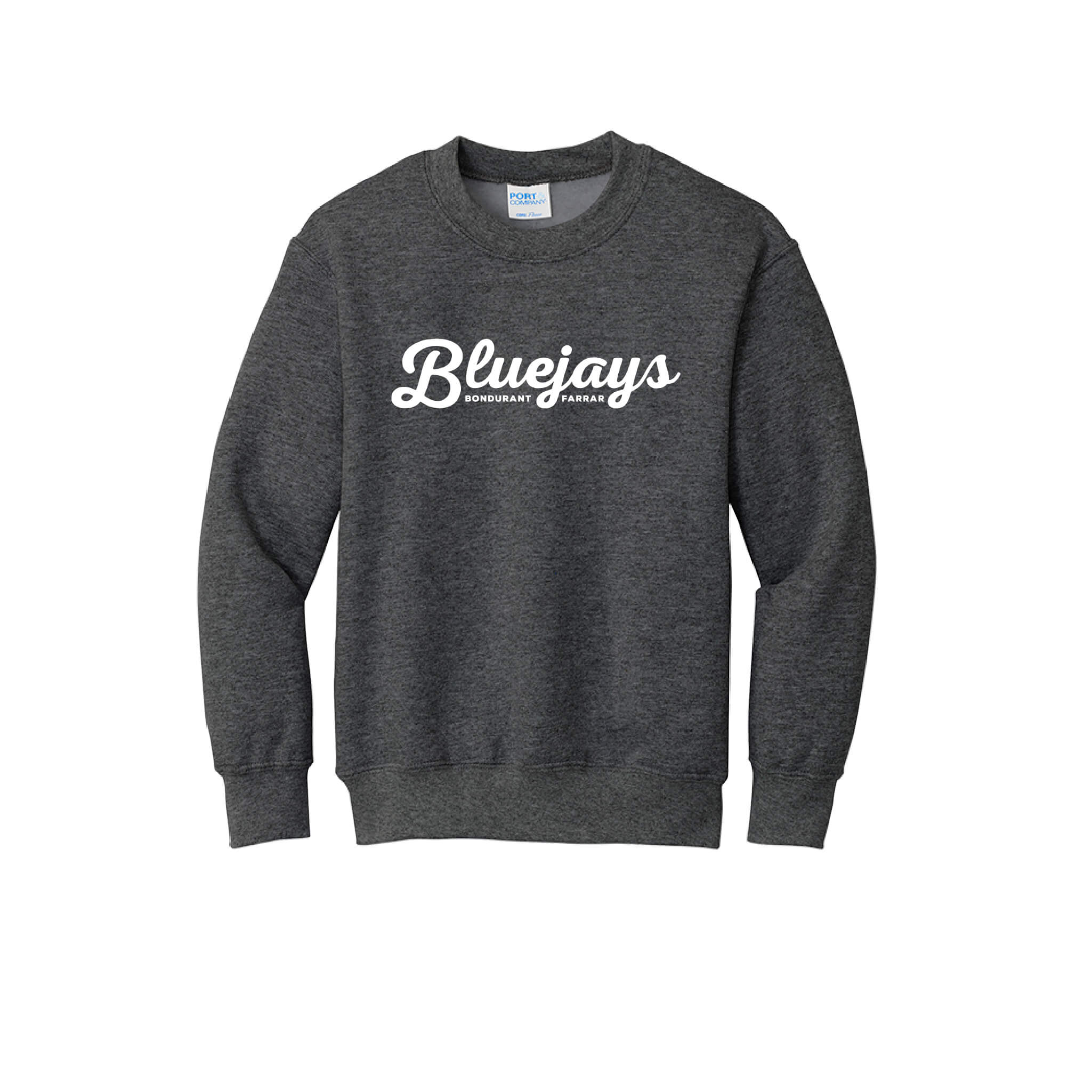 Bluejays Script - Crewneck Sweatshirt - Youth-Soft and Spun Apparel Orders