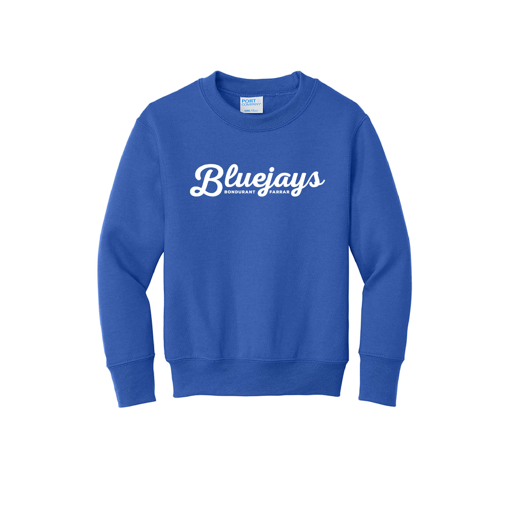 Bluejays Script - Crewneck Sweatshirt - Youth-Soft and Spun Apparel Orders