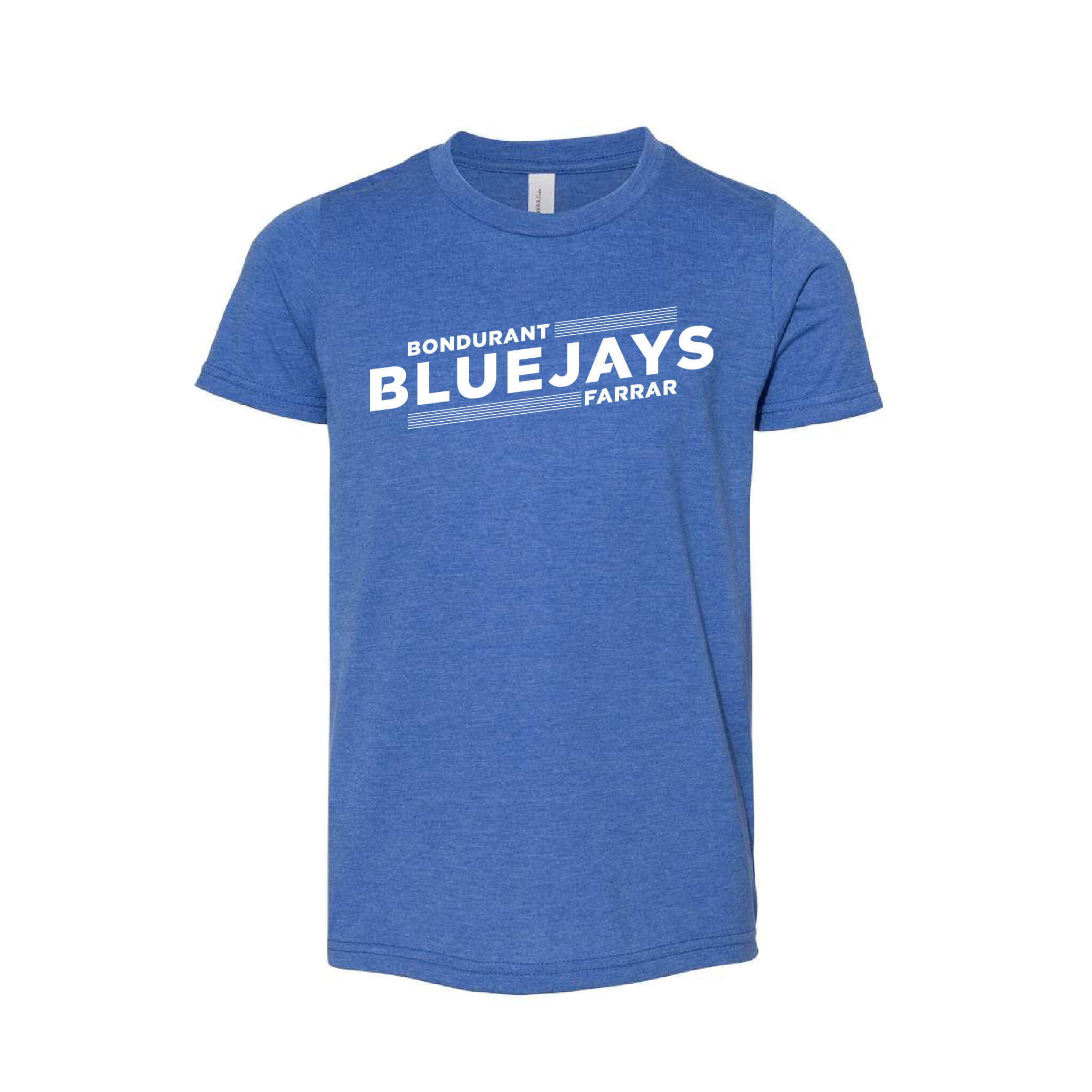 Bluejays Slant - Crewneck T-Shirt - Youth-Soft and Spun Apparel Orders