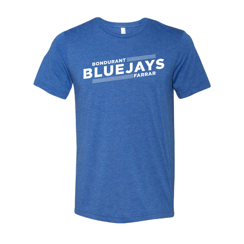 Bluejays Slant - Crewneck T-Shirt - Adult-Soft and Spun Apparel Orders