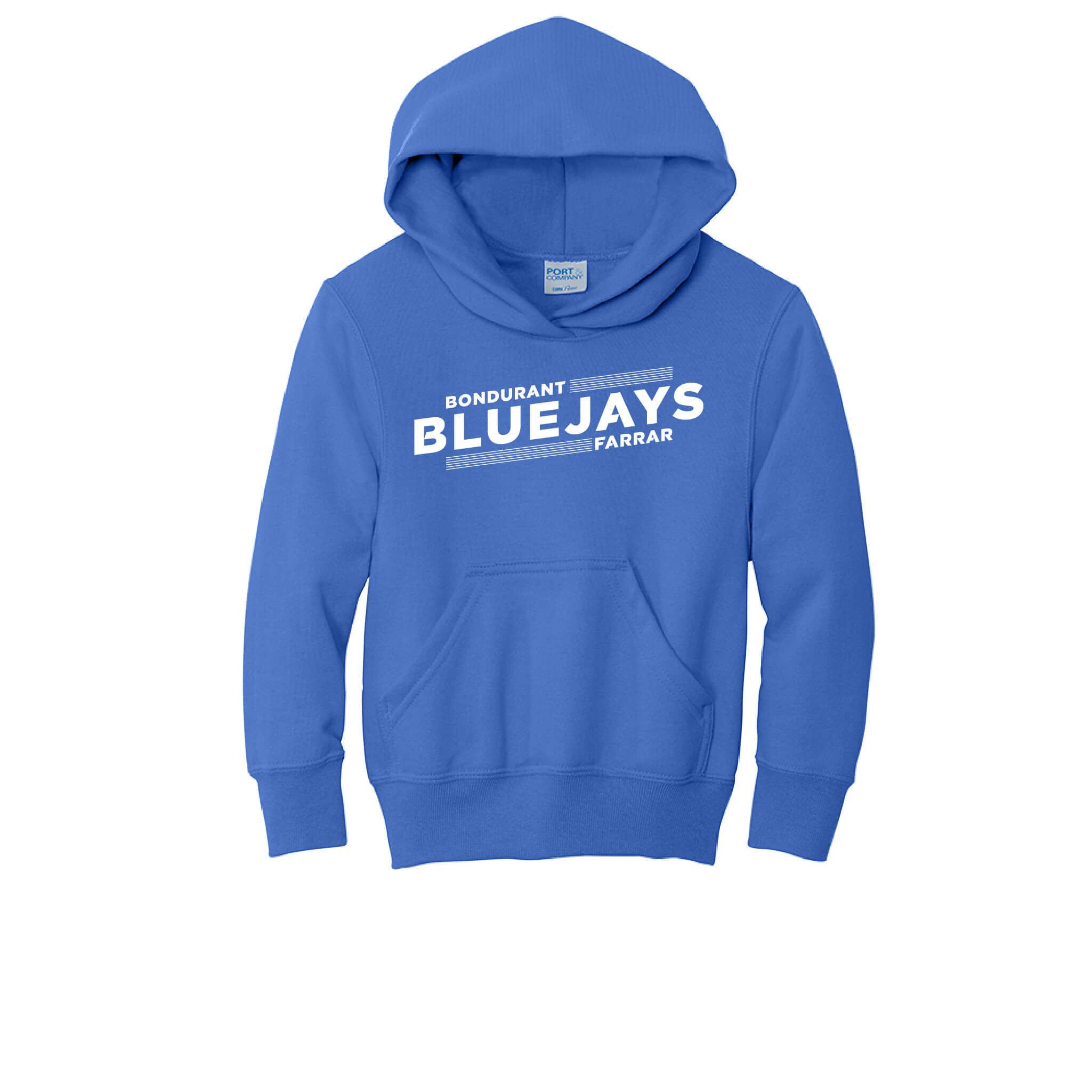 Bluejays Slant - Hooded Sweatshirt - Youth-Soft and Spun Apparel Orders