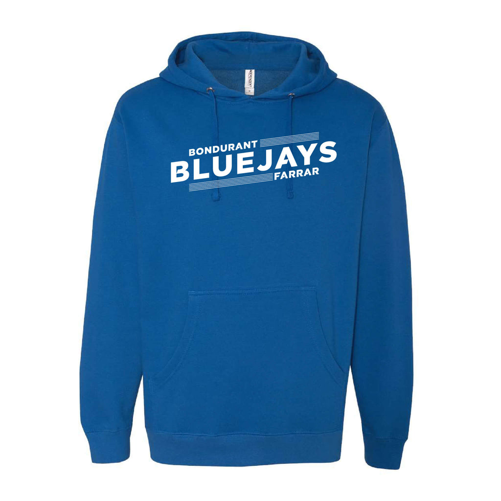 Bluejays Slant - Hooded Sweatshirt - Adult-Soft and Spun Apparel Orders