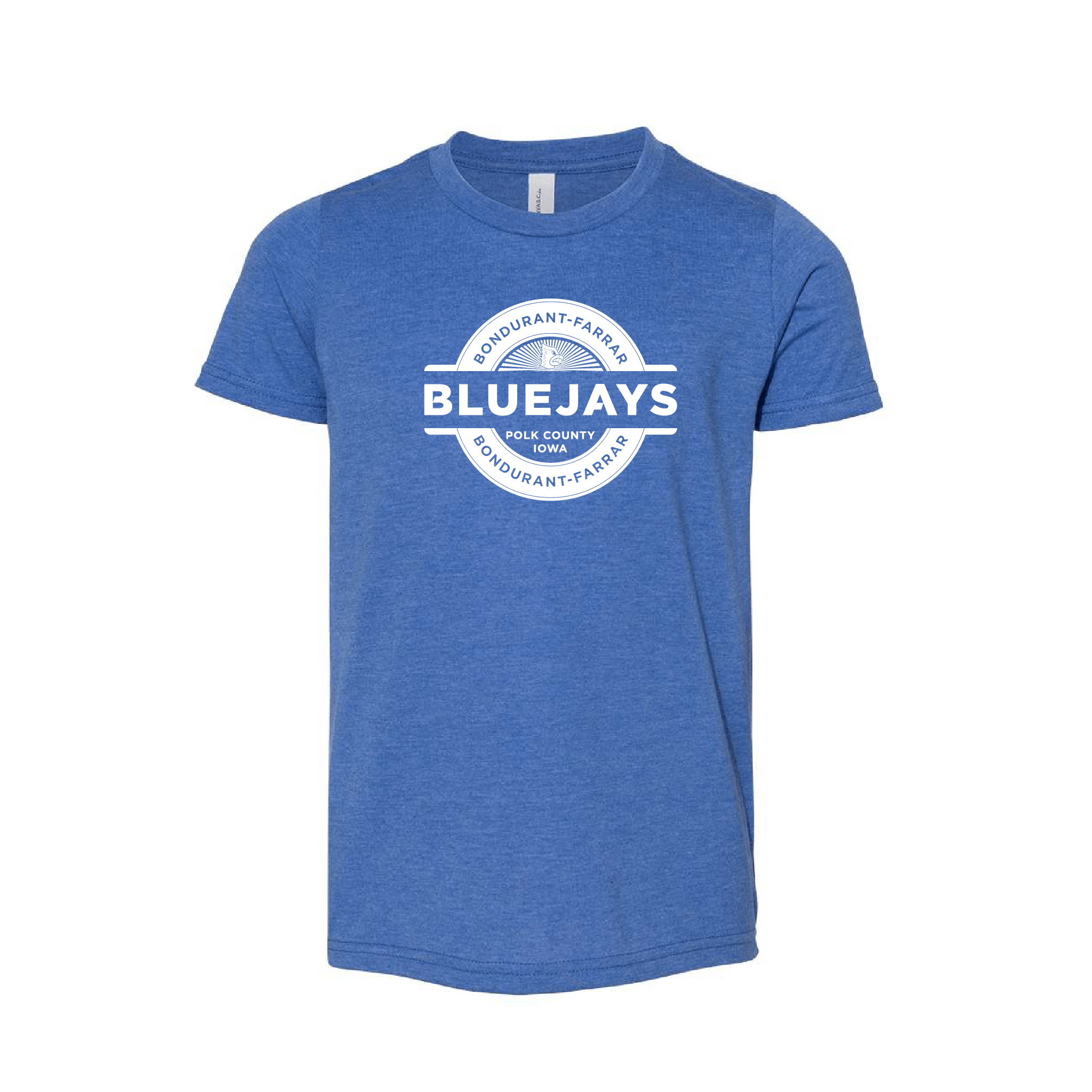 Bluejays Seal - Crewneck T-Shirt - Youth-Soft and Spun Apparel Orders