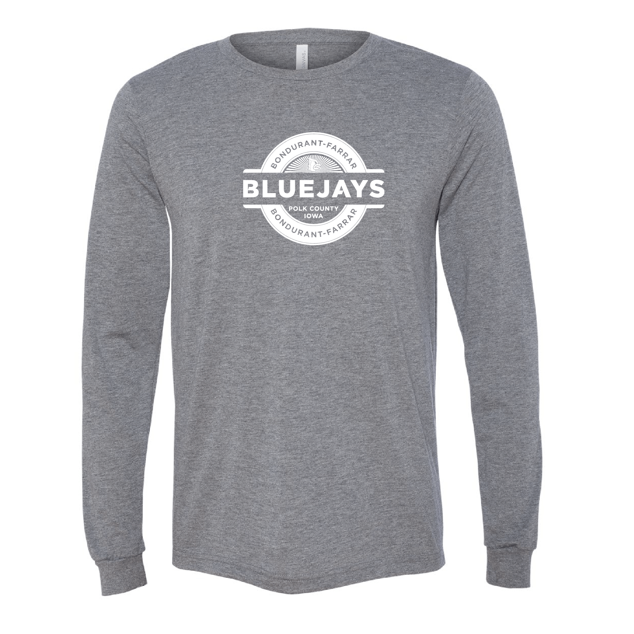 Bluejays Seal - Long Sleeve Crewneck T-Shirt - Adult-Soft and Spun Apparel Orders