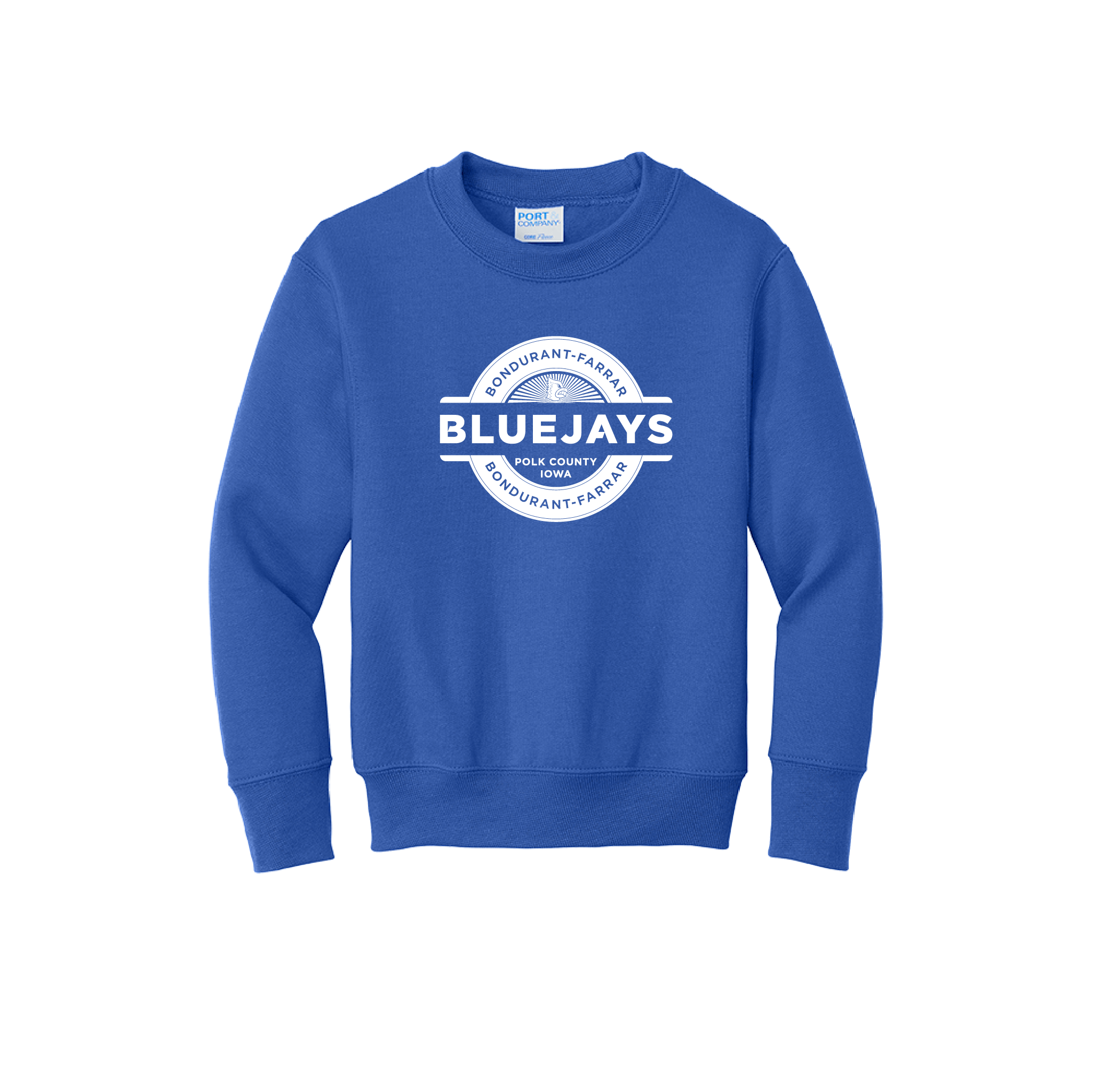 Bluejays Seal - Crewneck Sweatshirt - Youth-Soft and Spun Apparel Orders