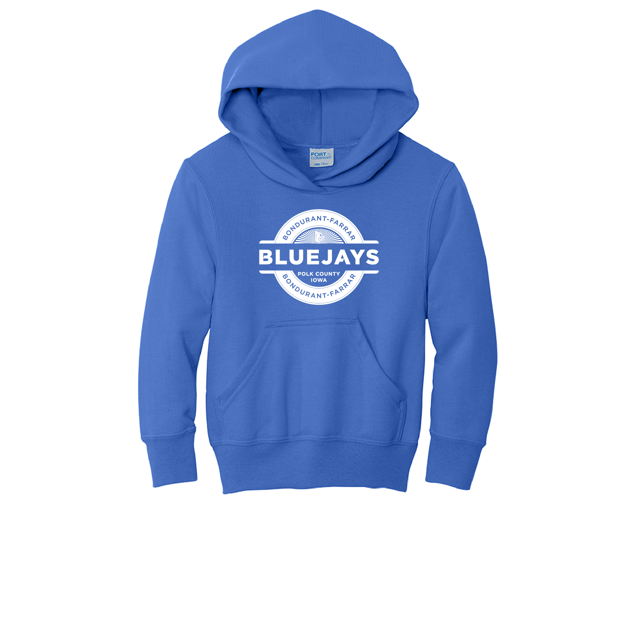 Bluejays Seal - Hooded Sweatshirt - Youth-Soft and Spun Apparel Orders